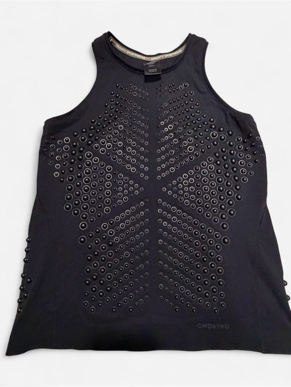 Black Studded Weighted Workout Sleeveless Tank Top by Gravity Sportswear